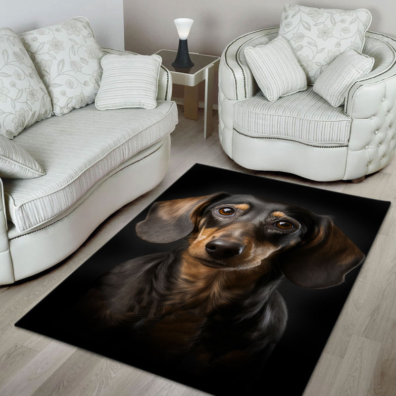 Dachshund 3D Portrait Area Rug