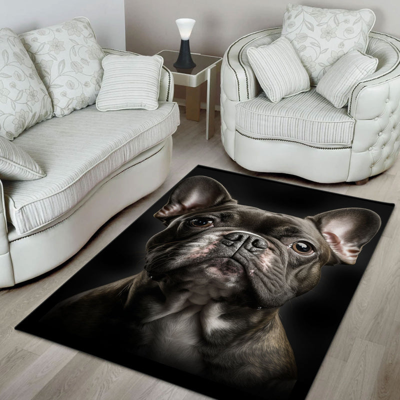 French Bulldog 2 3D Portrait Area Rug