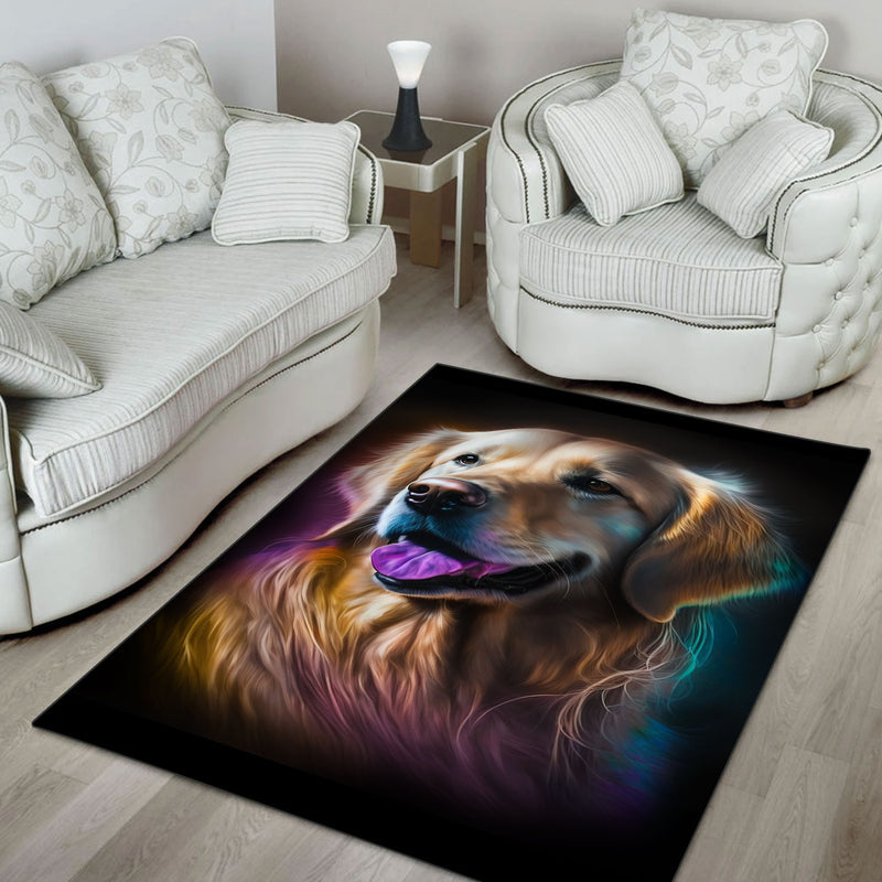 Golden Retriever 2 3D Portrait Area Rug