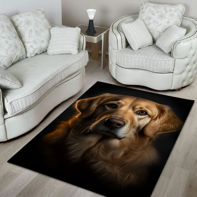 Golden Retriever 3D Portrait Area Rug