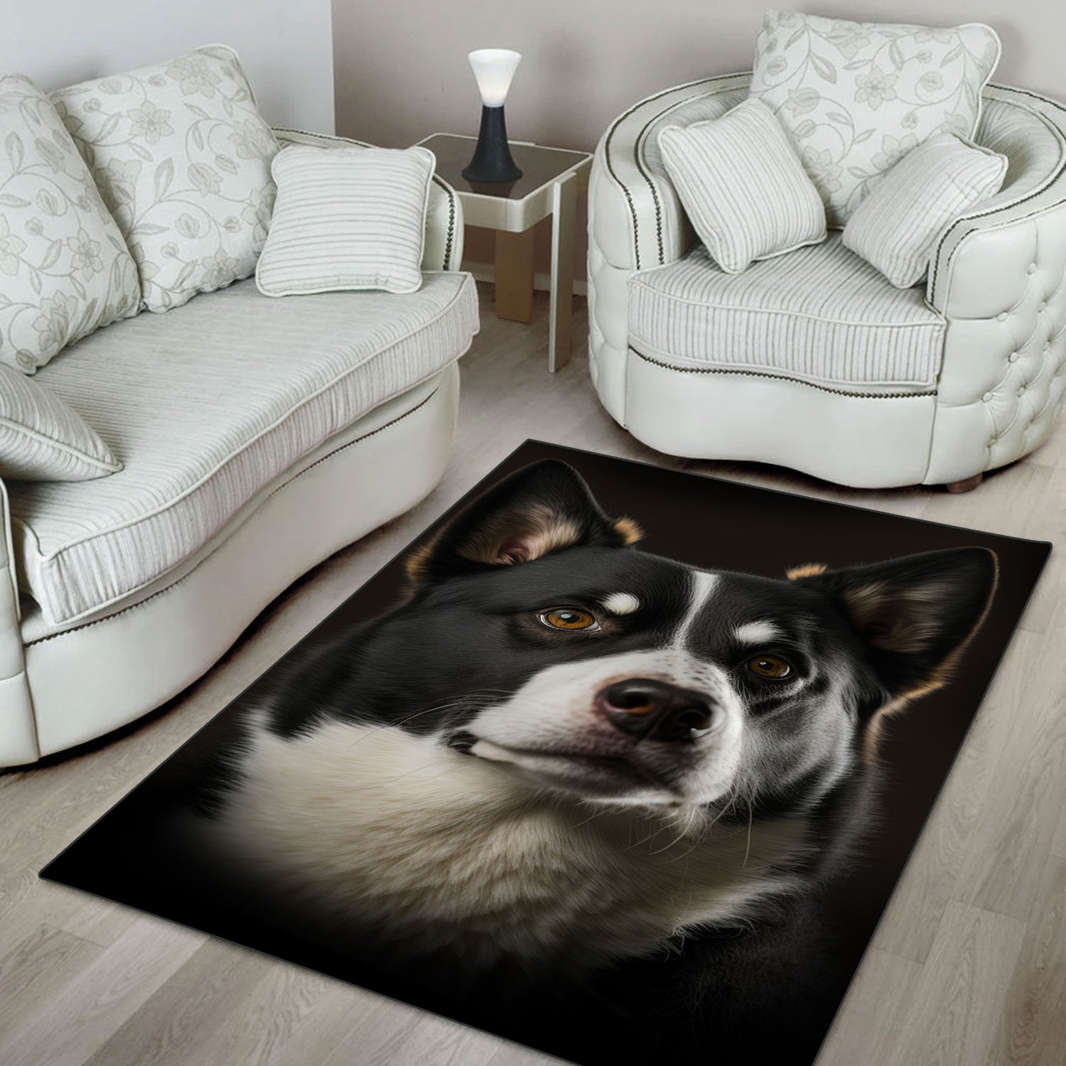 Karelian Bear Dog 3D Portrait Area Rug