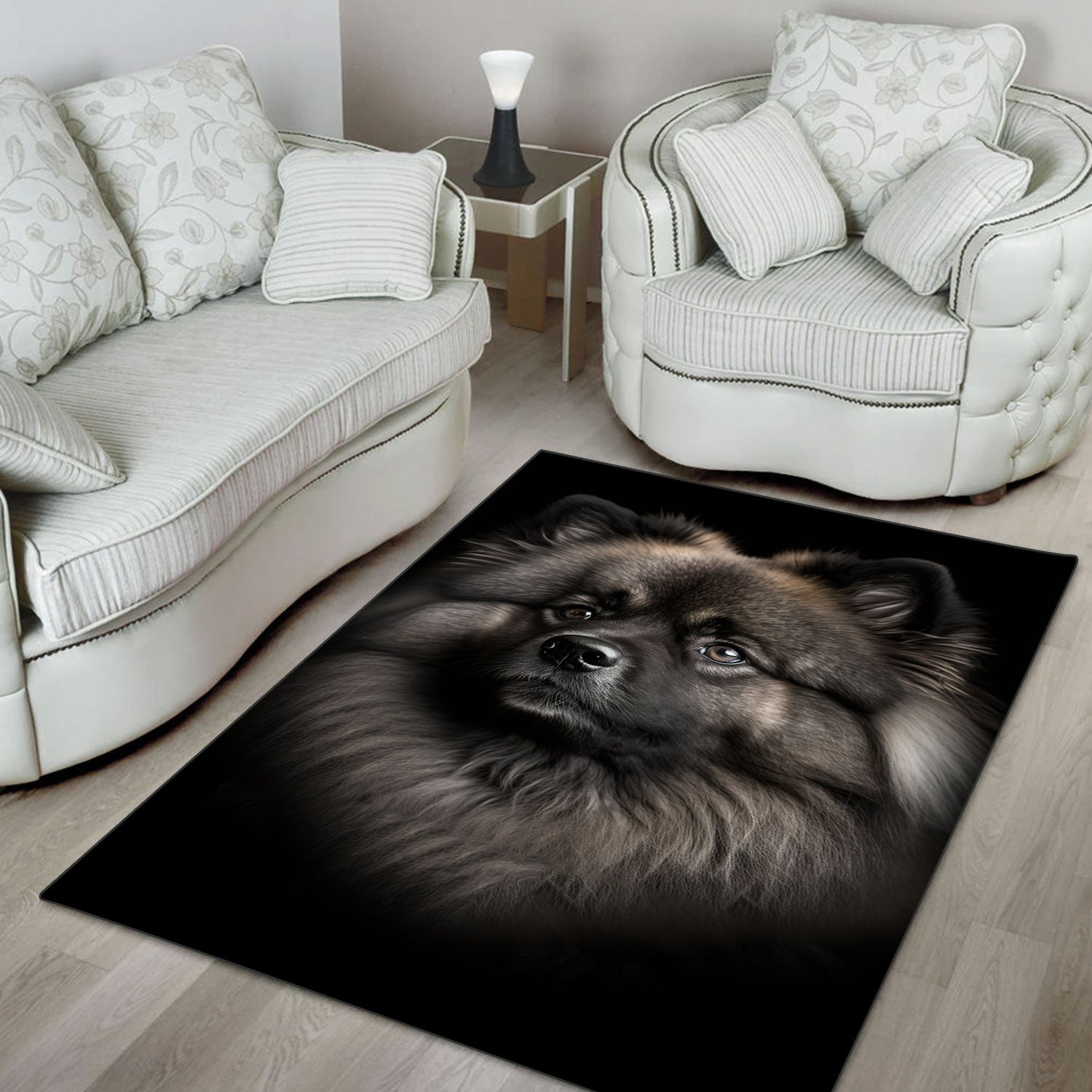 Keeshond 3D Portrait Area Rug