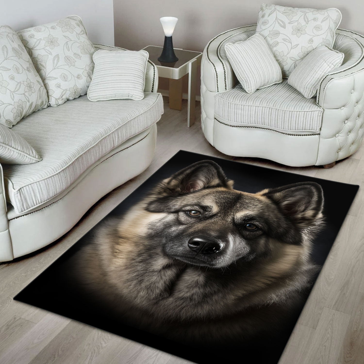Norwegian Elkhound 3D Portrait Area Rug