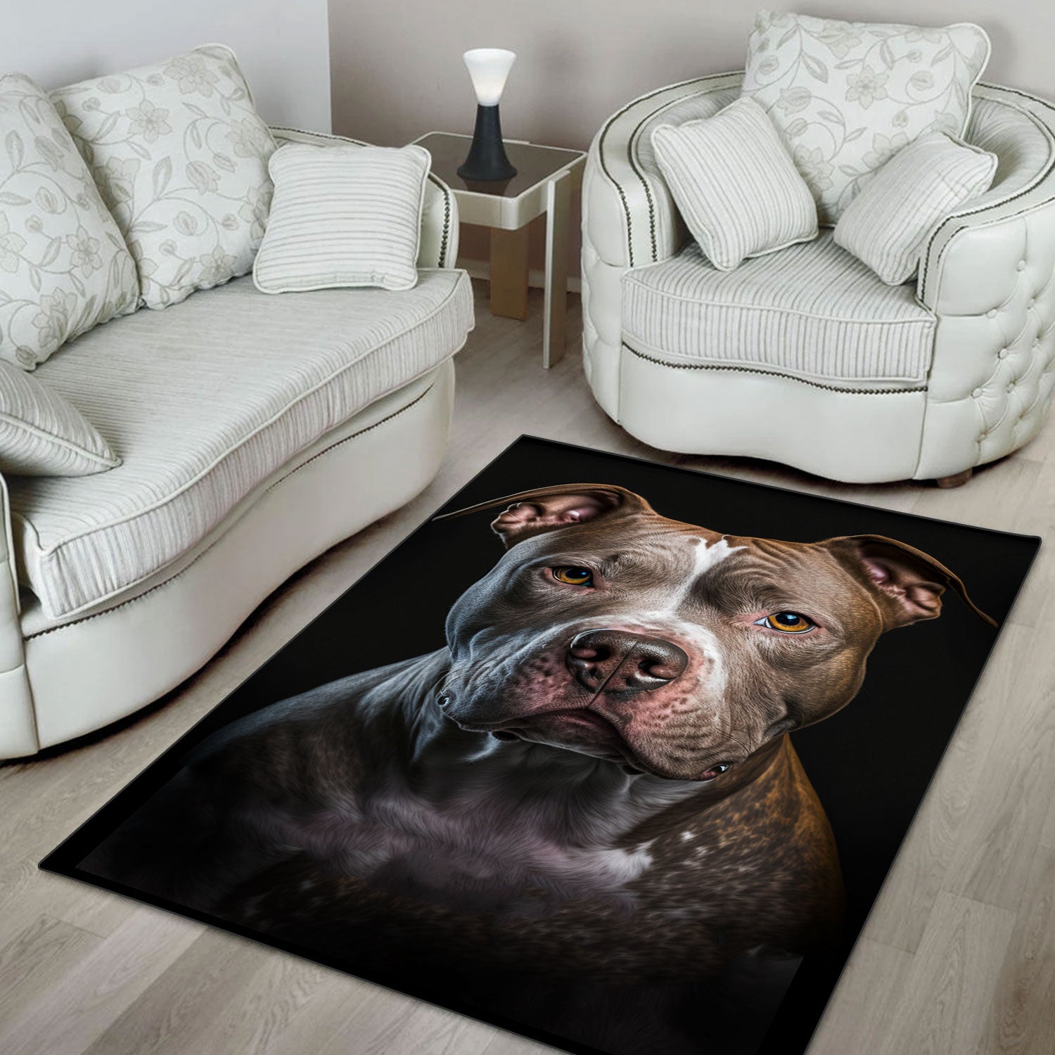 Pitbull 3D Portrait Area Rug