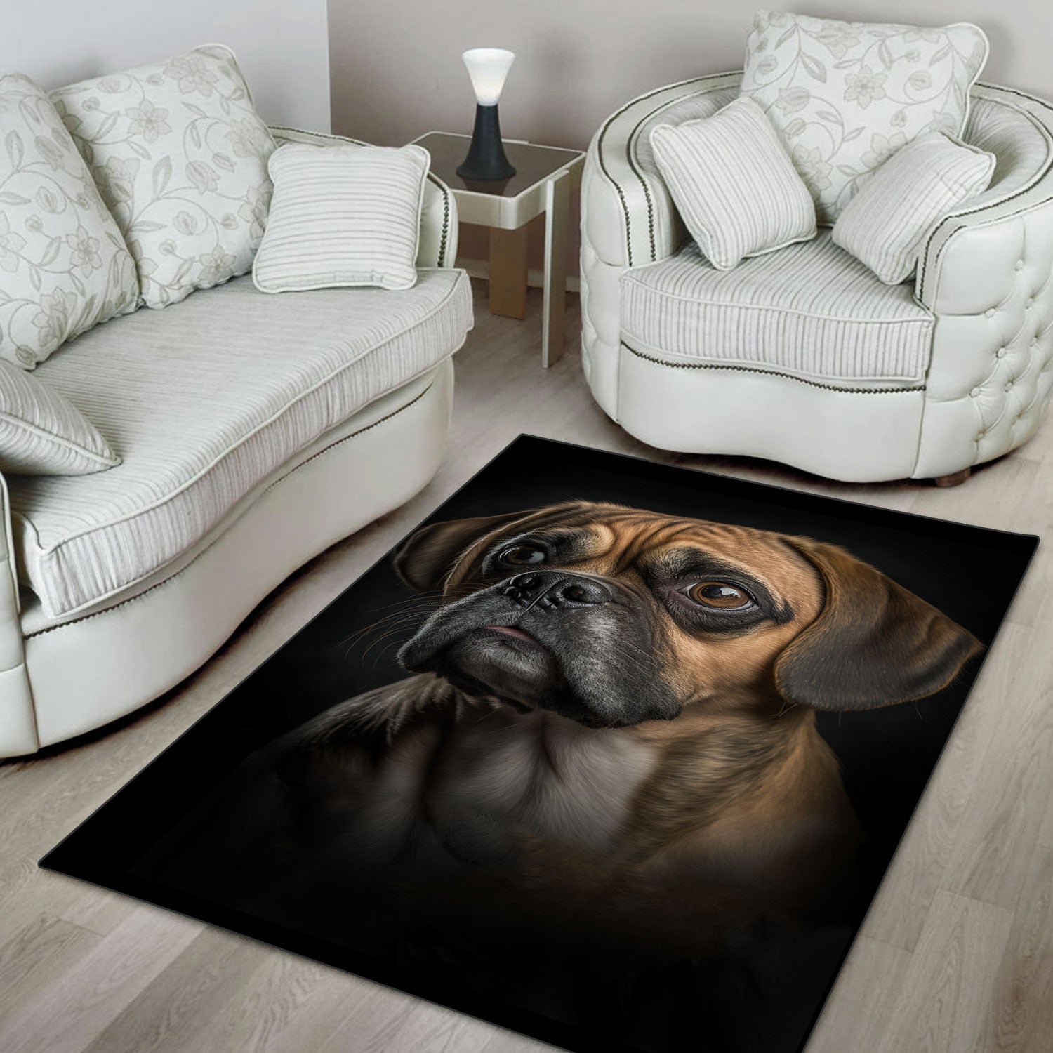 Puggle 3D Portrait Area Rug