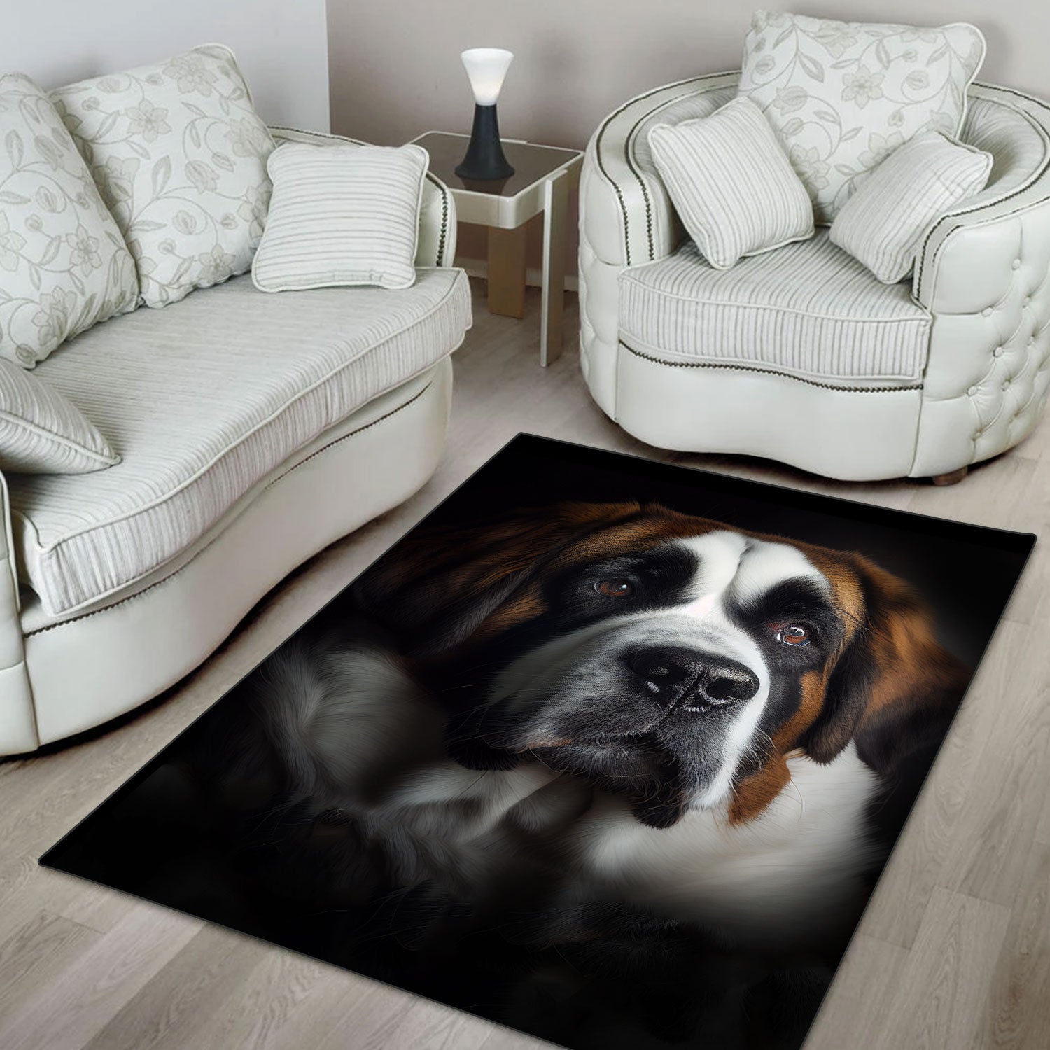 Saint Bernard 3D Portrait Area Rug