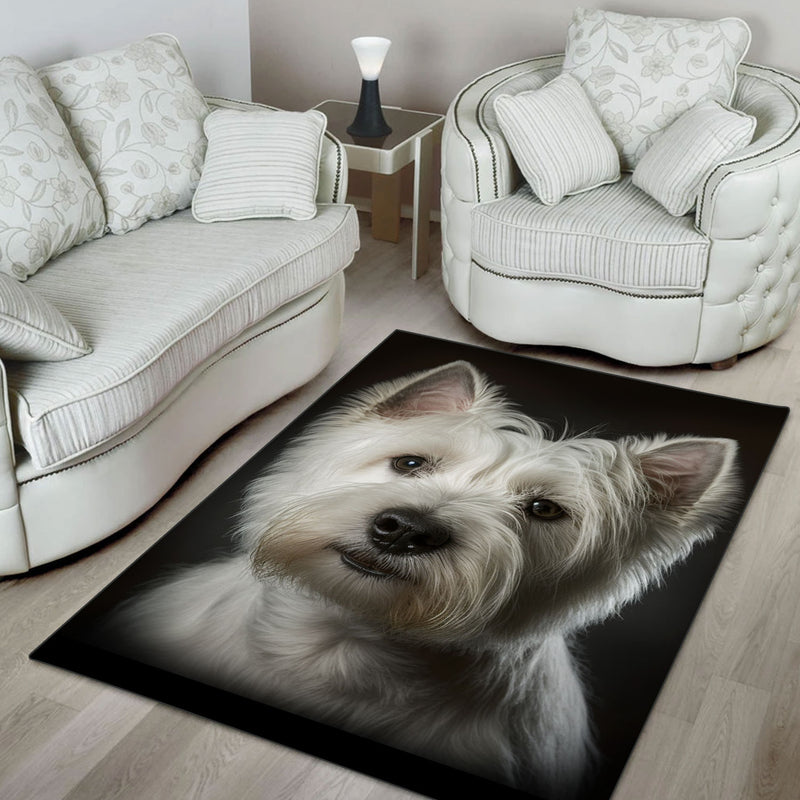 West Highland White Terrier 3D Portrait Area Rug