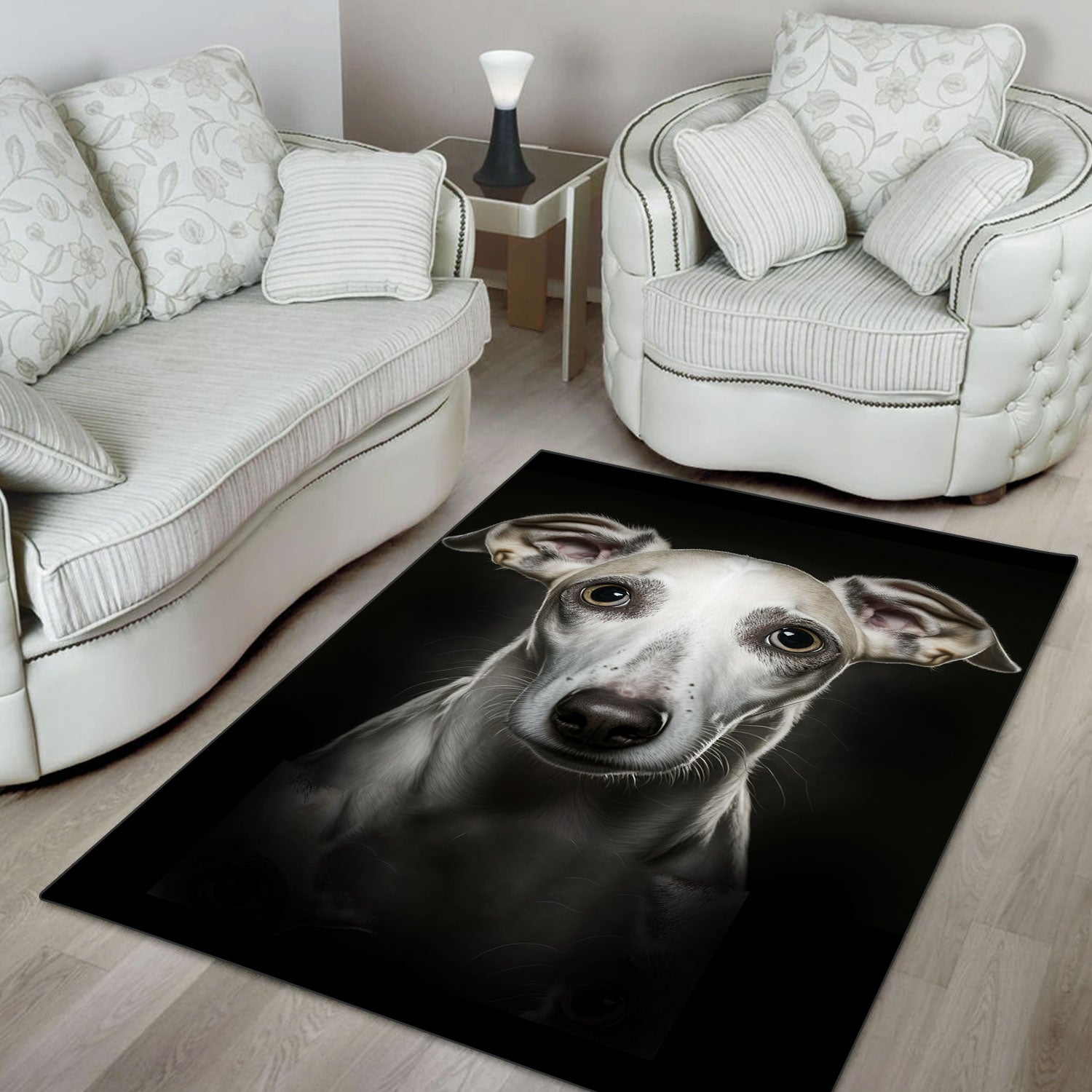 Whippet 3D Portrait Area Rug