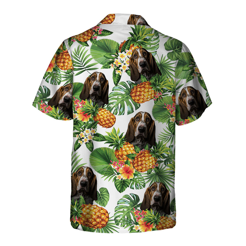 Basset Hound AI - Tropical Pattern Hawaiian Shirt