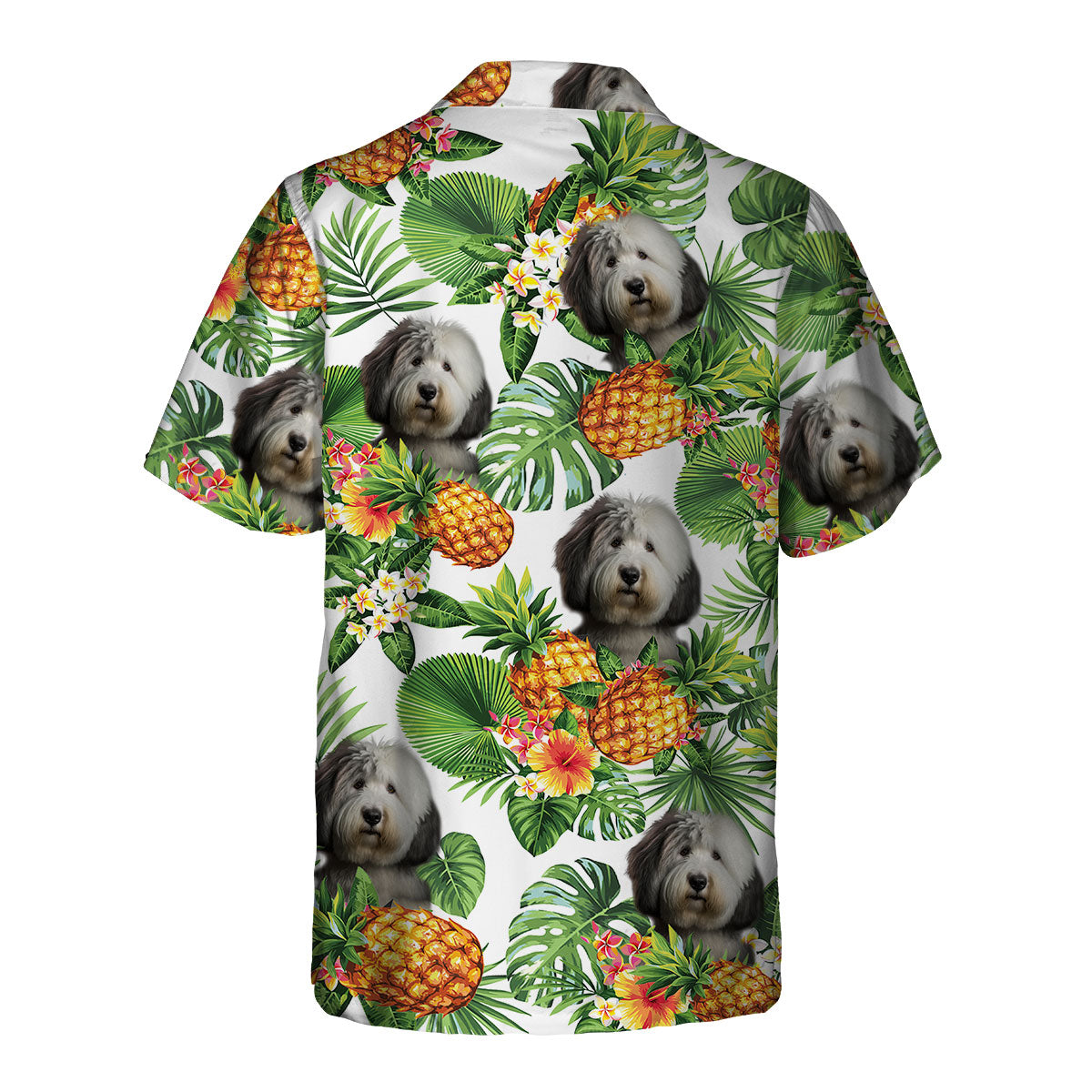 Old English Sheepdog AI - Tropical Pattern Hawaiian Shirt