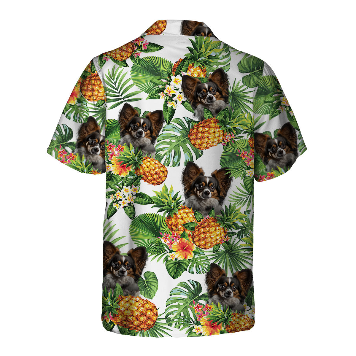 Papillon Dog AI - Tropical Pattern Hawaiian Shirt
