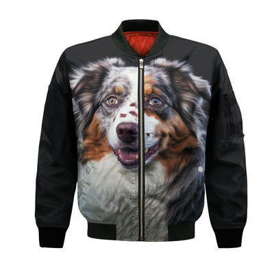 Australian Shepherd AI - Unisex 3D Graphic Bomber Jacket