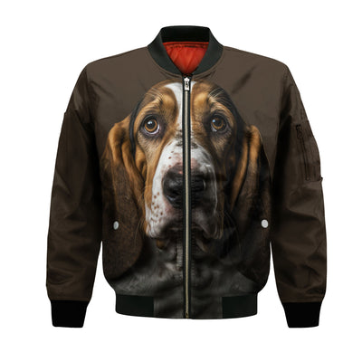 Basset Hound AI - Unisex 3D Graphic Bomber Jacket