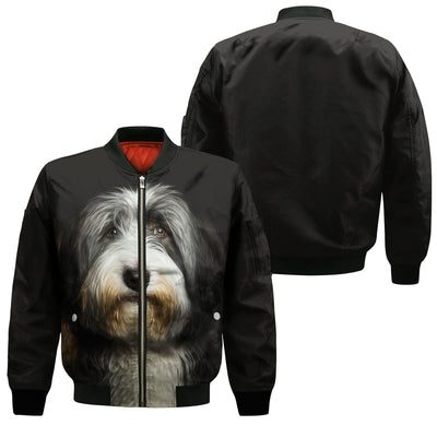 Bearded Collie AI - Unisex 3D Graphic Bomber Jacket