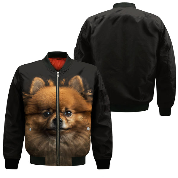 Pomeranian AI Unisex 3D Graphic Bomber Jacket