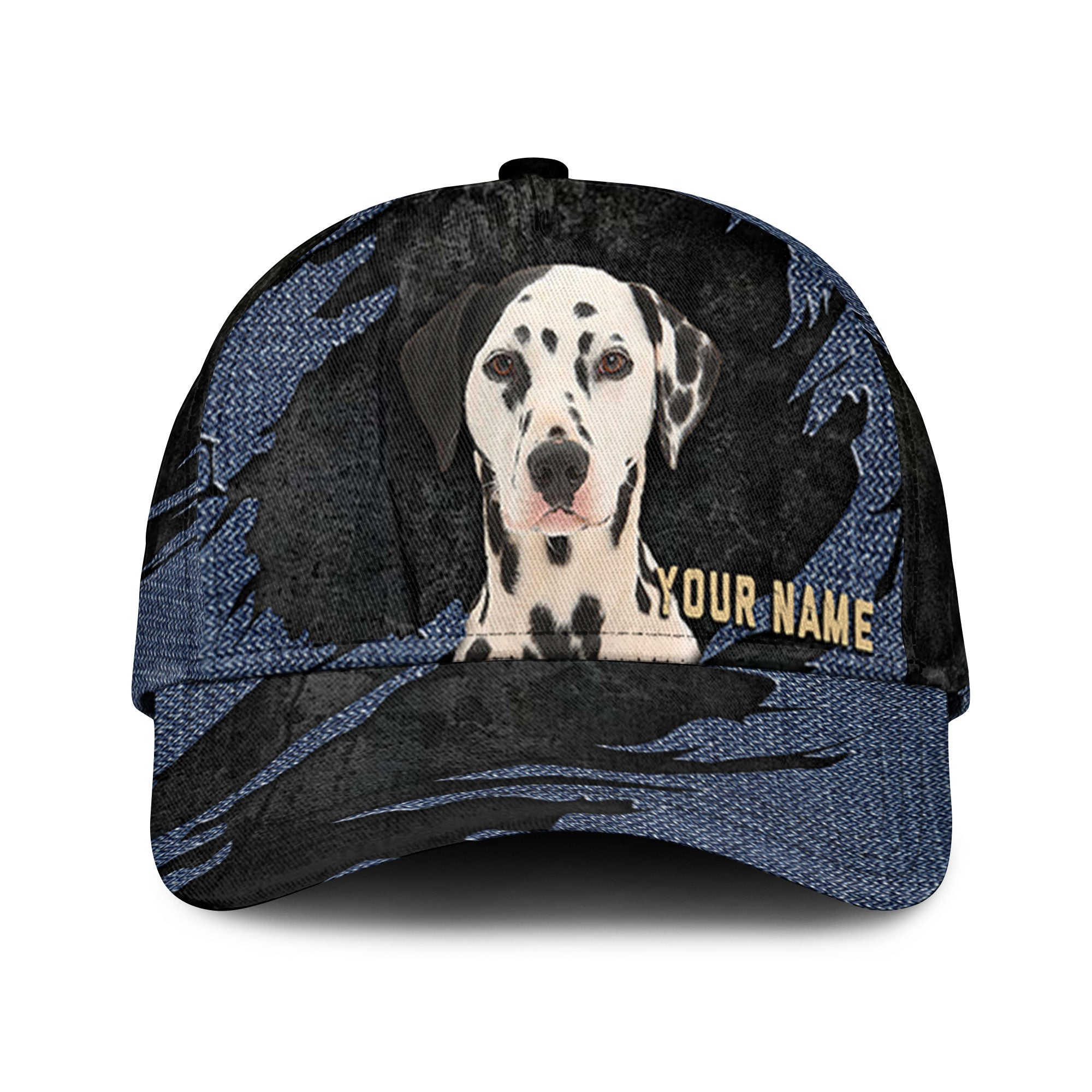 Dalmatian - Jean Background Custom Name Cap