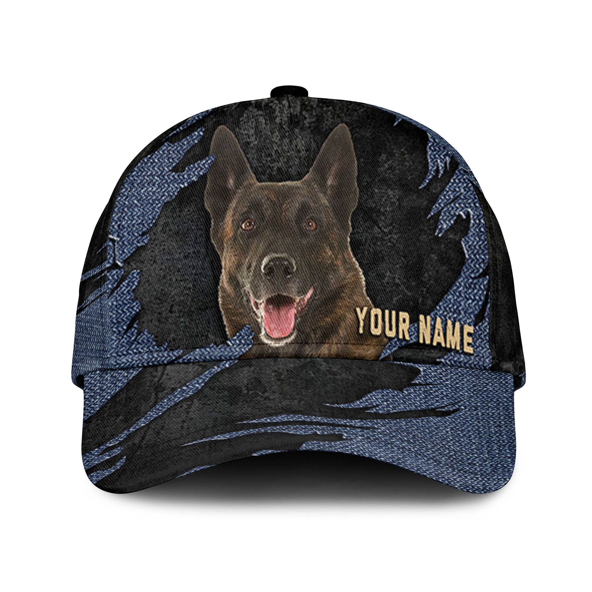 Dutch Shepherd - Jean Background Custom Name Cap