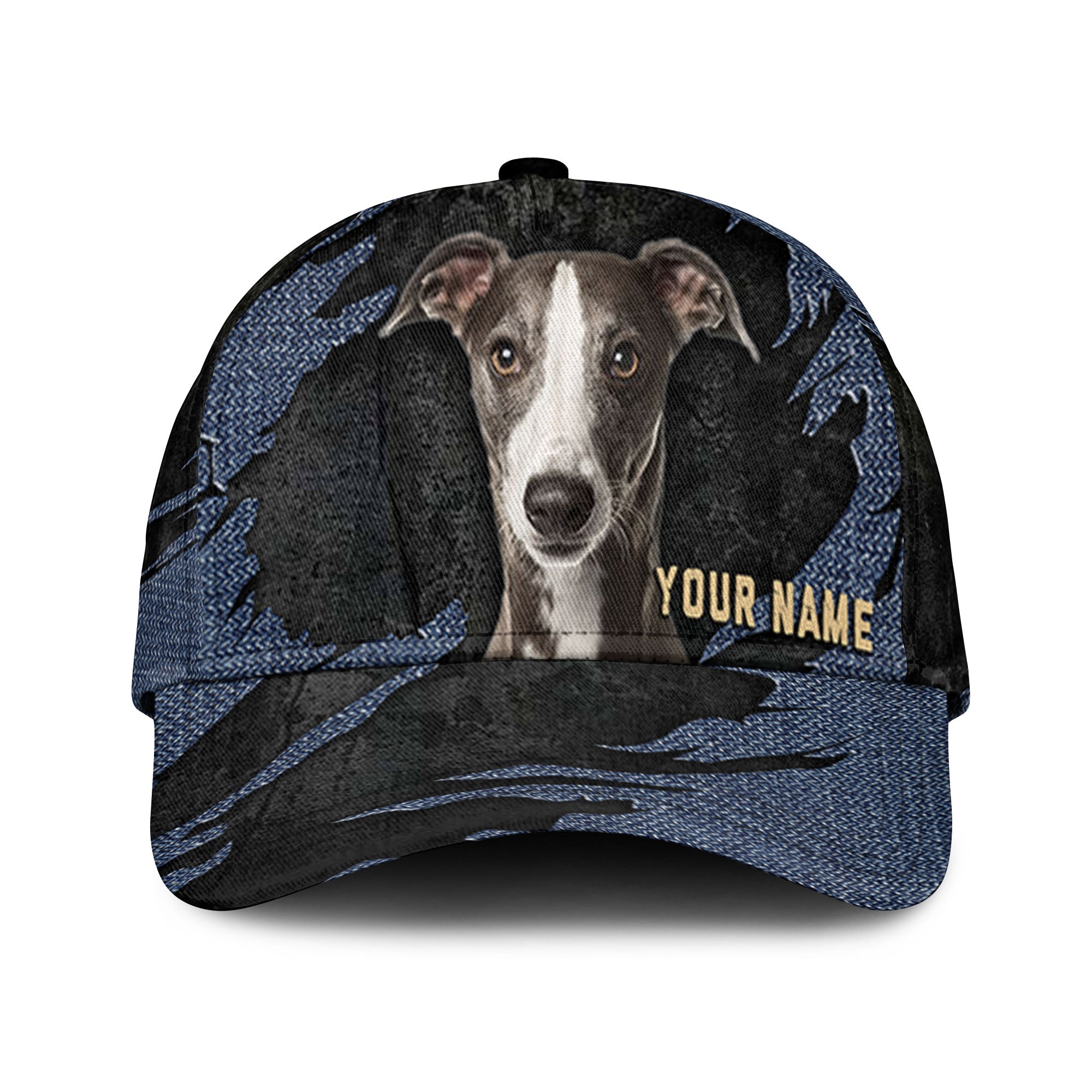 Whippet - Jean Background Custom Name Cap