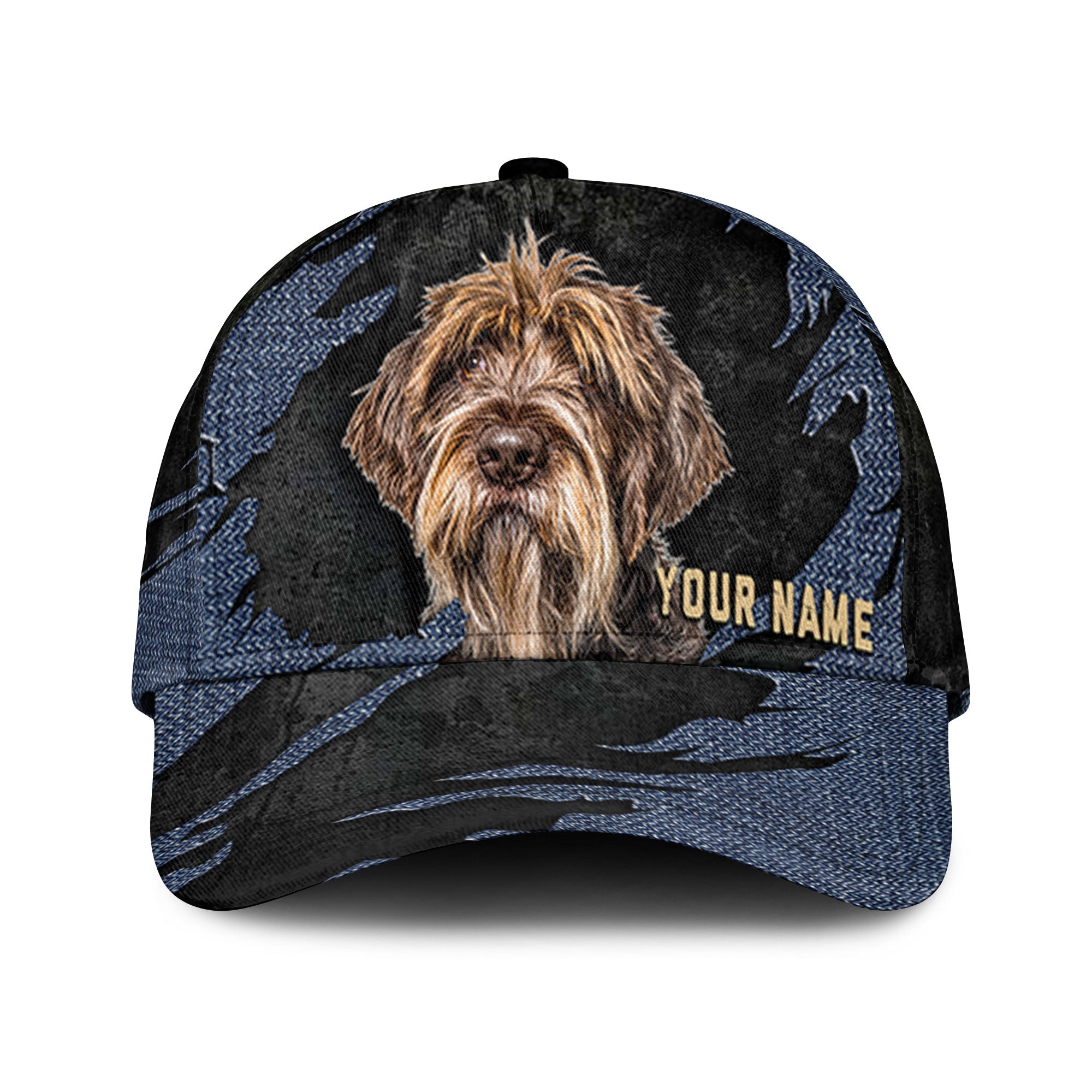 Wirehaired Pointing Griffon - Jean Background Custom Name Cap