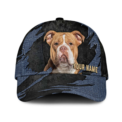 American Bully - Jean Background Custom Name Cap