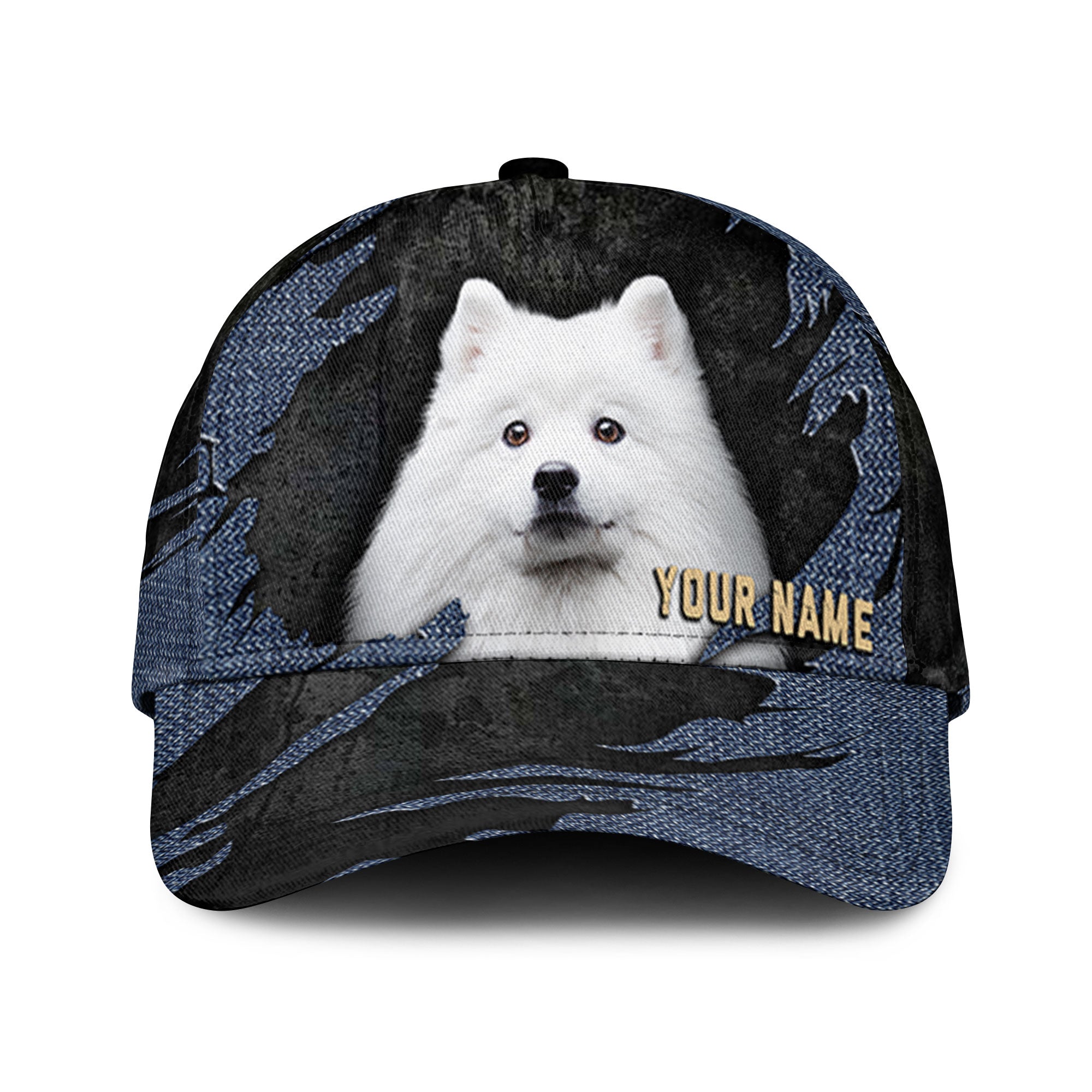 American Eskimo - Jean Background Custom Name Cap