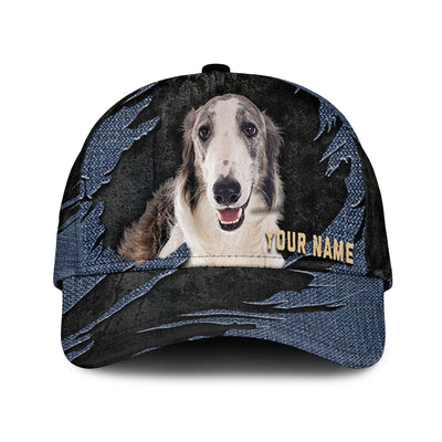 Borzoi - Jean Background Custom Name Cap