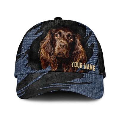 Boykin Spaniel - Jean Background Custom Name Cap