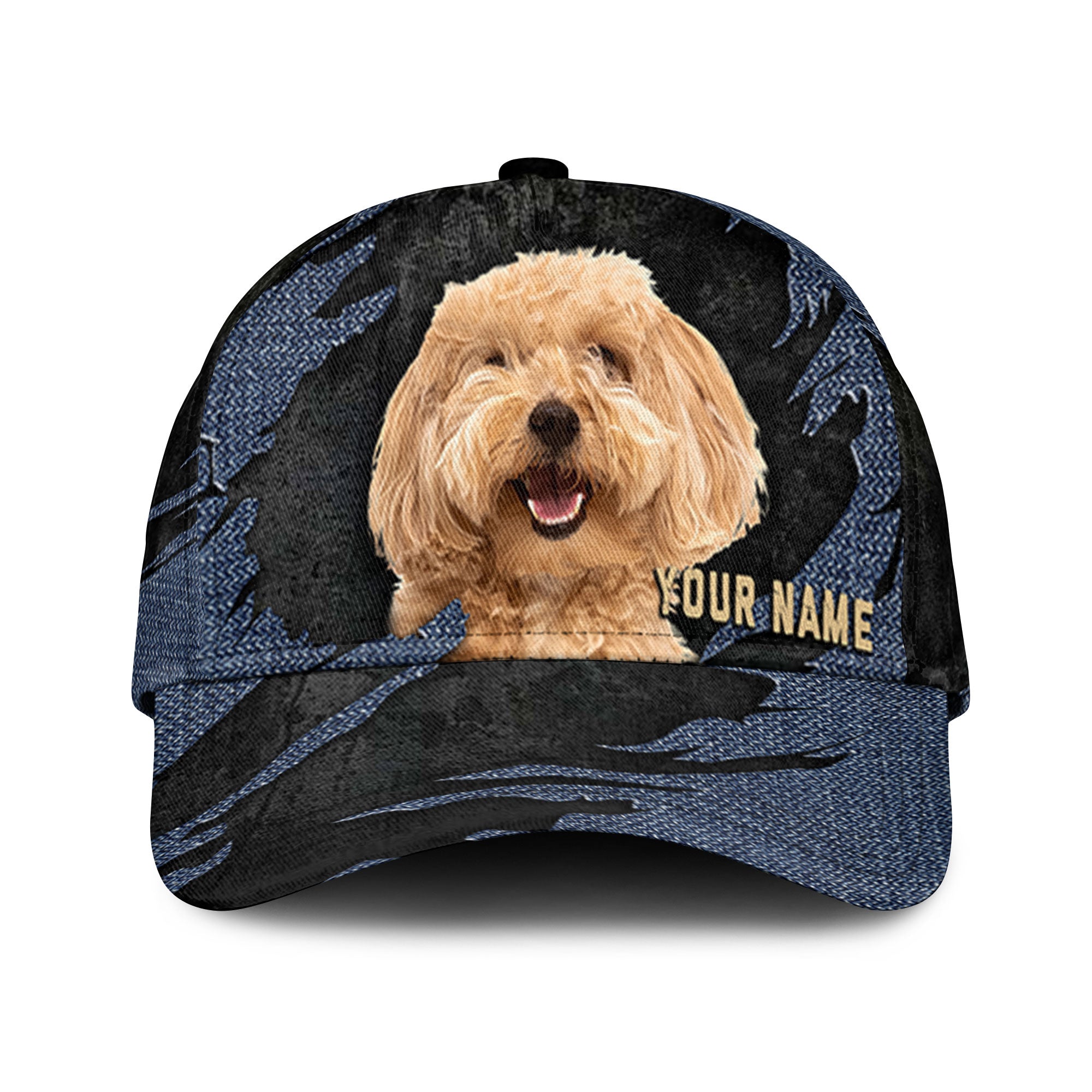 Maltipoo - Jean Background Custom Name Cap