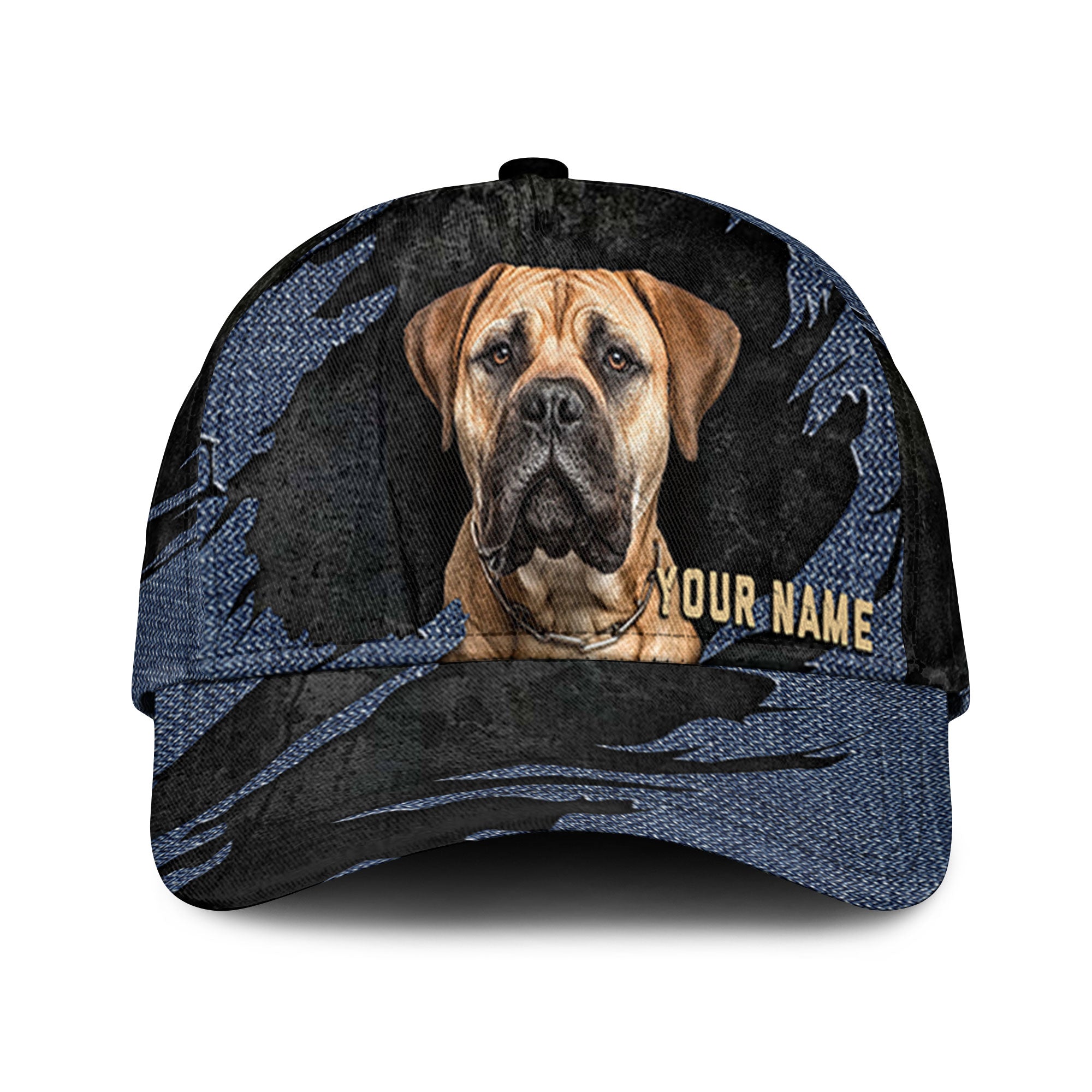 Mastiff - Jean Background Custom Name Cap