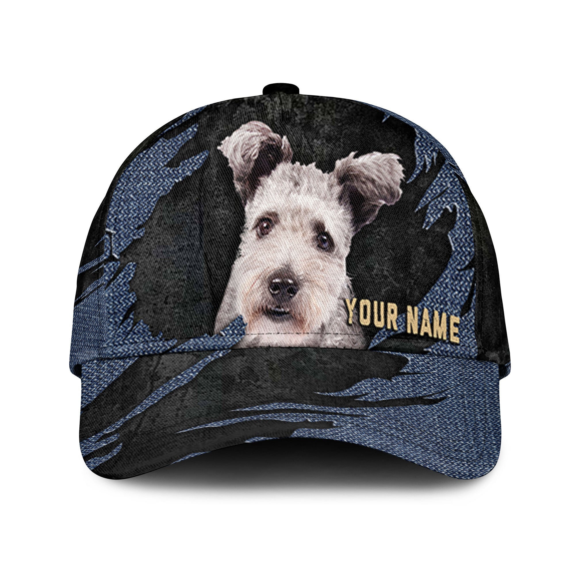 Pumi Dog - Jean Background Custom Name Cap