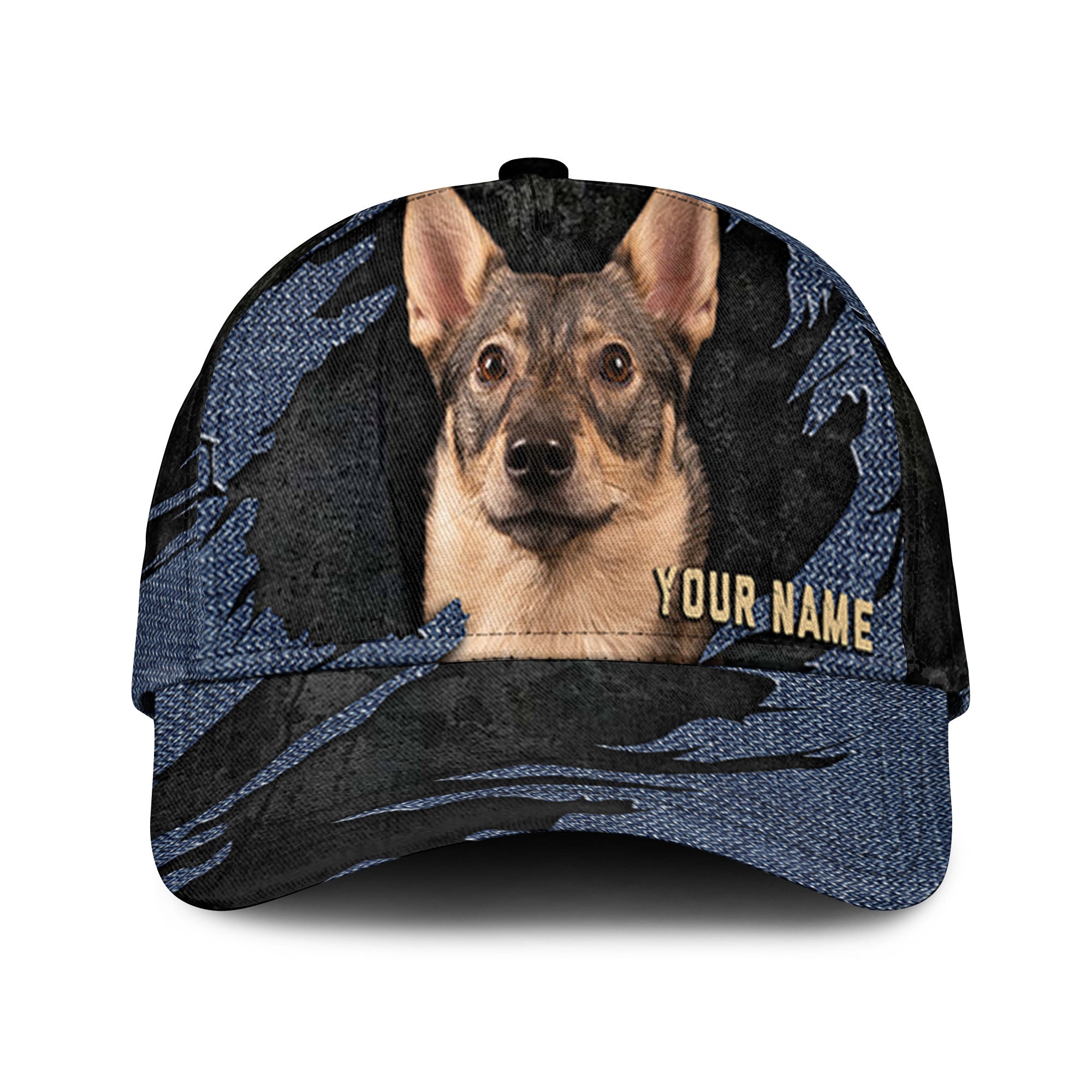 Swedish Vallhund - Jean Background Custom Name Cap