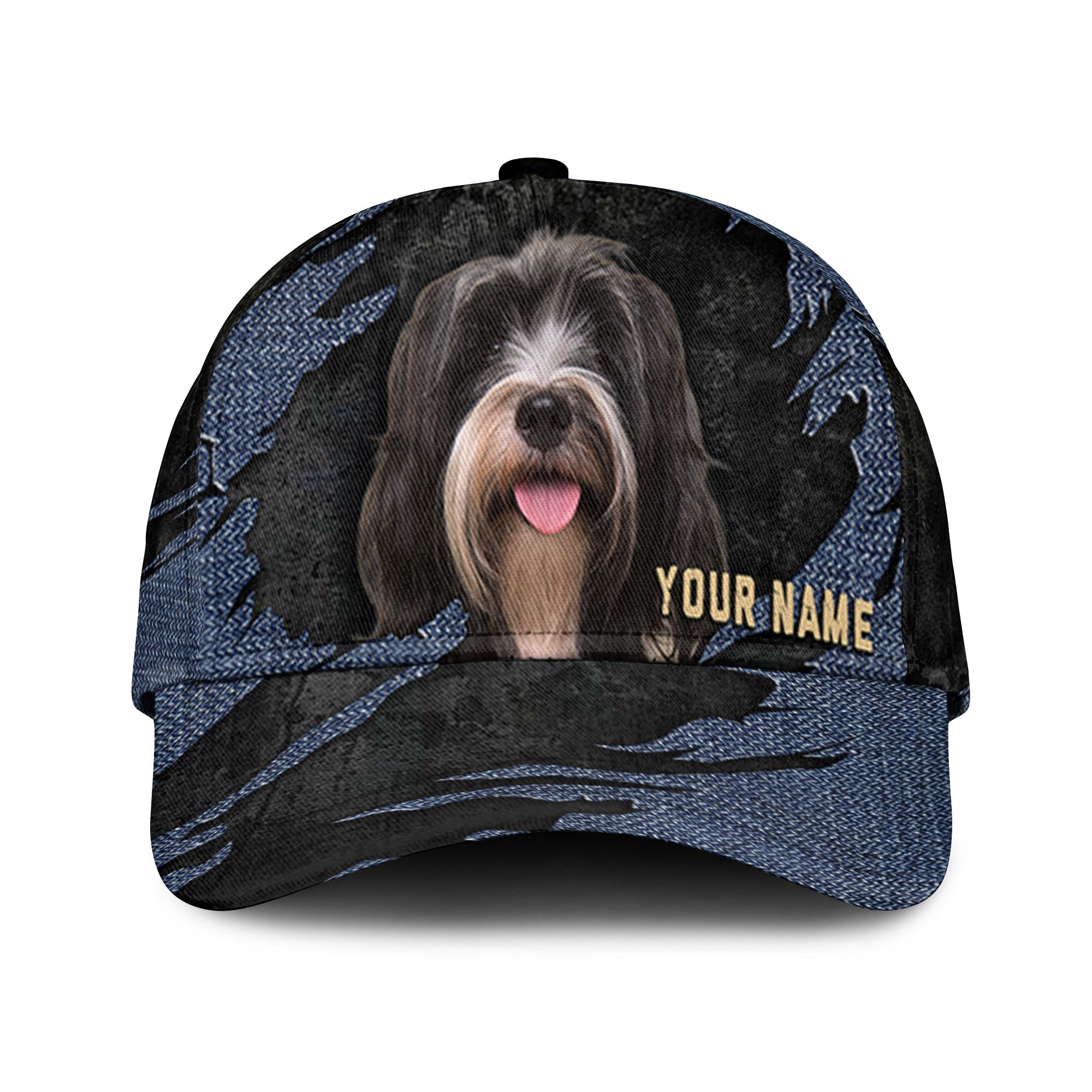 Tibetan Terrier - Jean Background Custom Name Cap