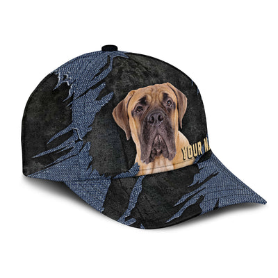 Bullmastiff - Jean Background Custom Name Cap