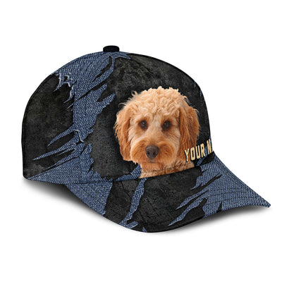 Cockapoo - Jean Background Custom Name Cap