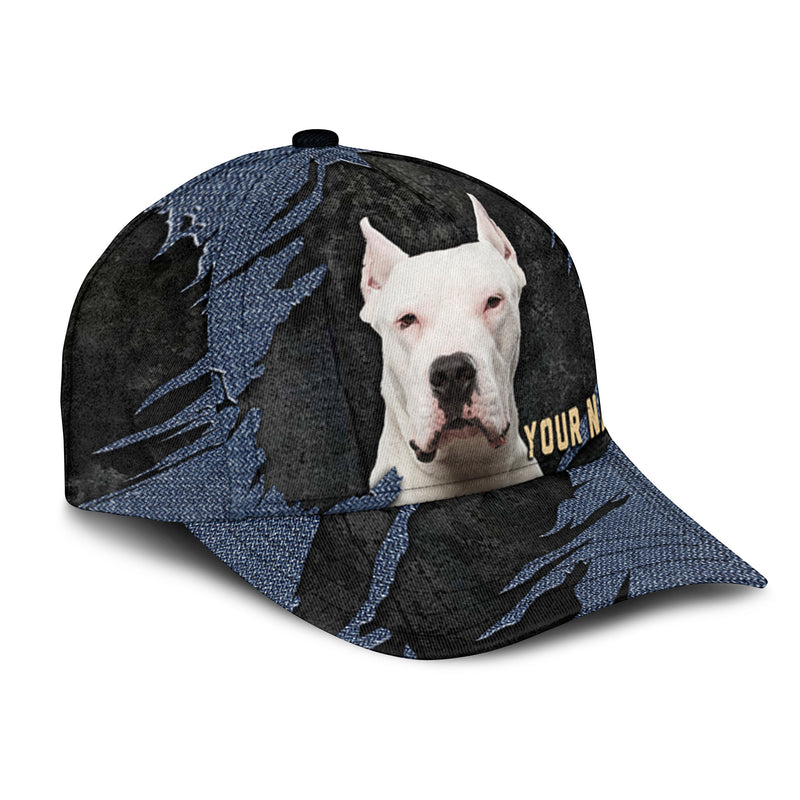 Dogo Argentino - Jean Background Custom Name Cap