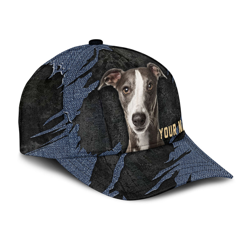 Whippet - Jean Background Custom Name Cap