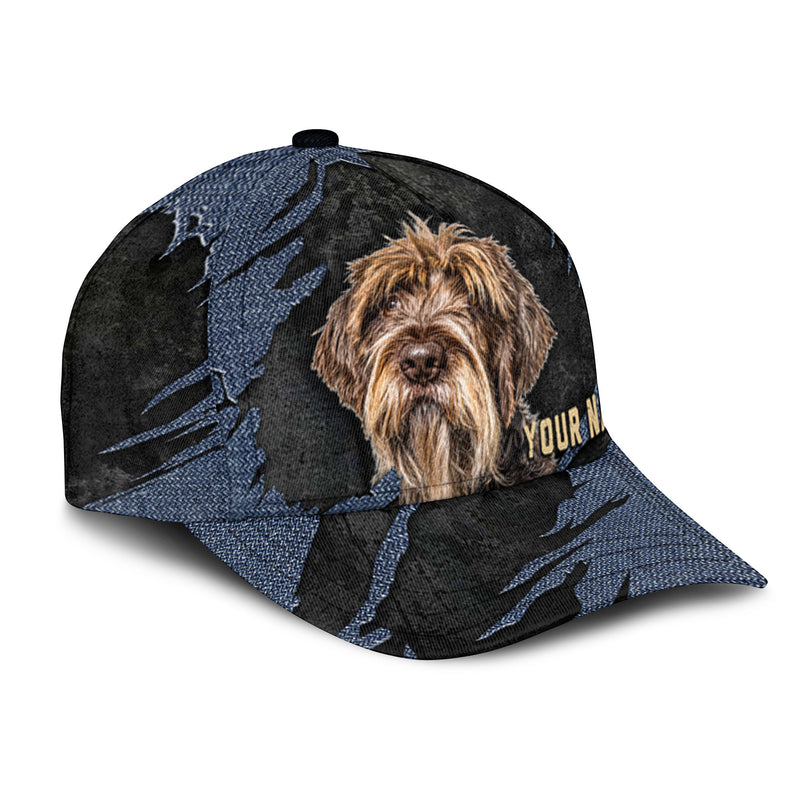 Wirehaired Pointing Griffon - Jean Background Custom Name Cap