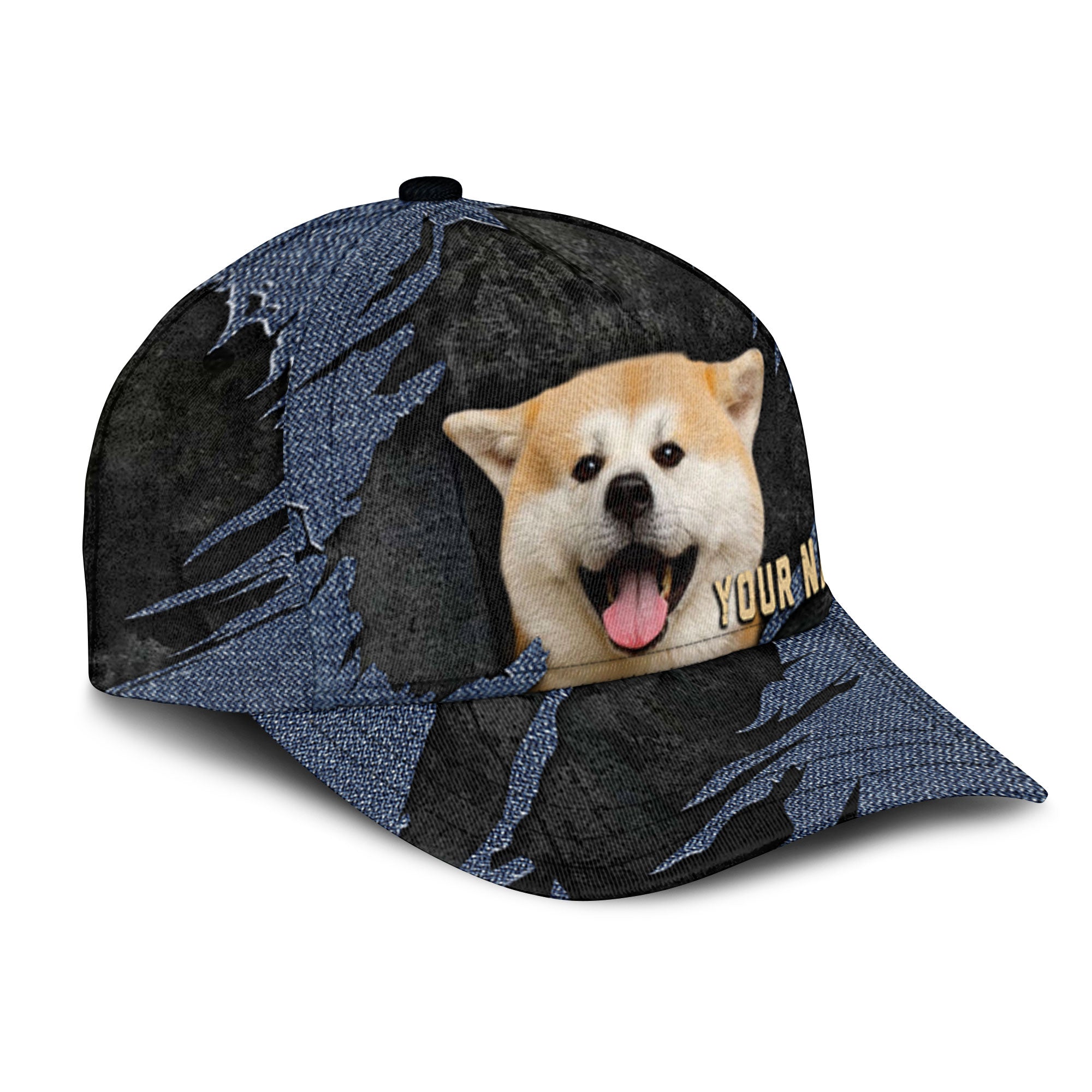 Akita Inu - Jean Background Custom Name Cap