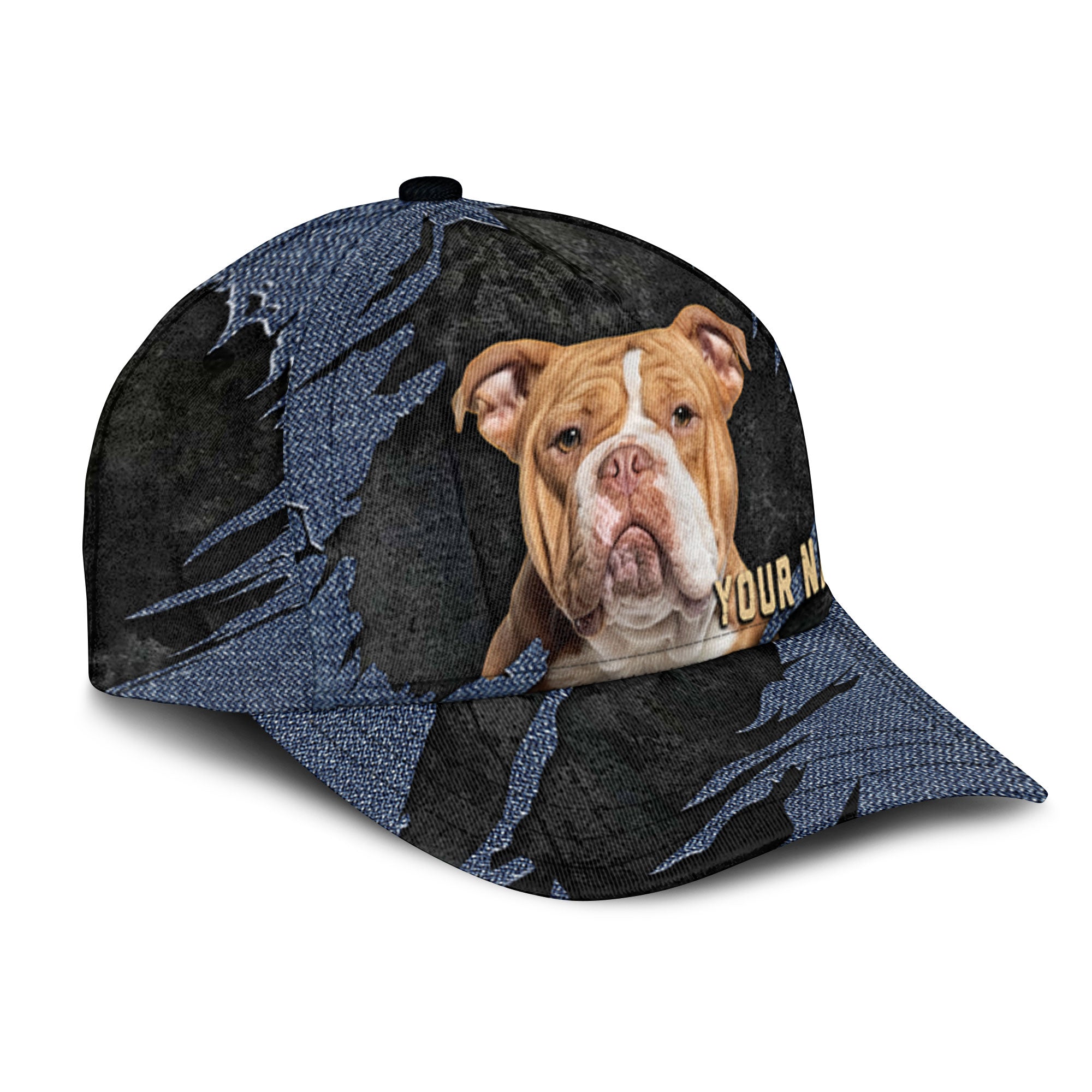 American Bully - Jean Background Custom Name Cap