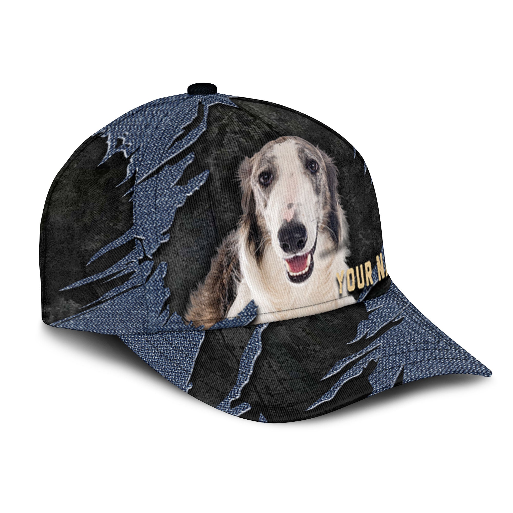 Borzoi - Jean Background Custom Name Cap