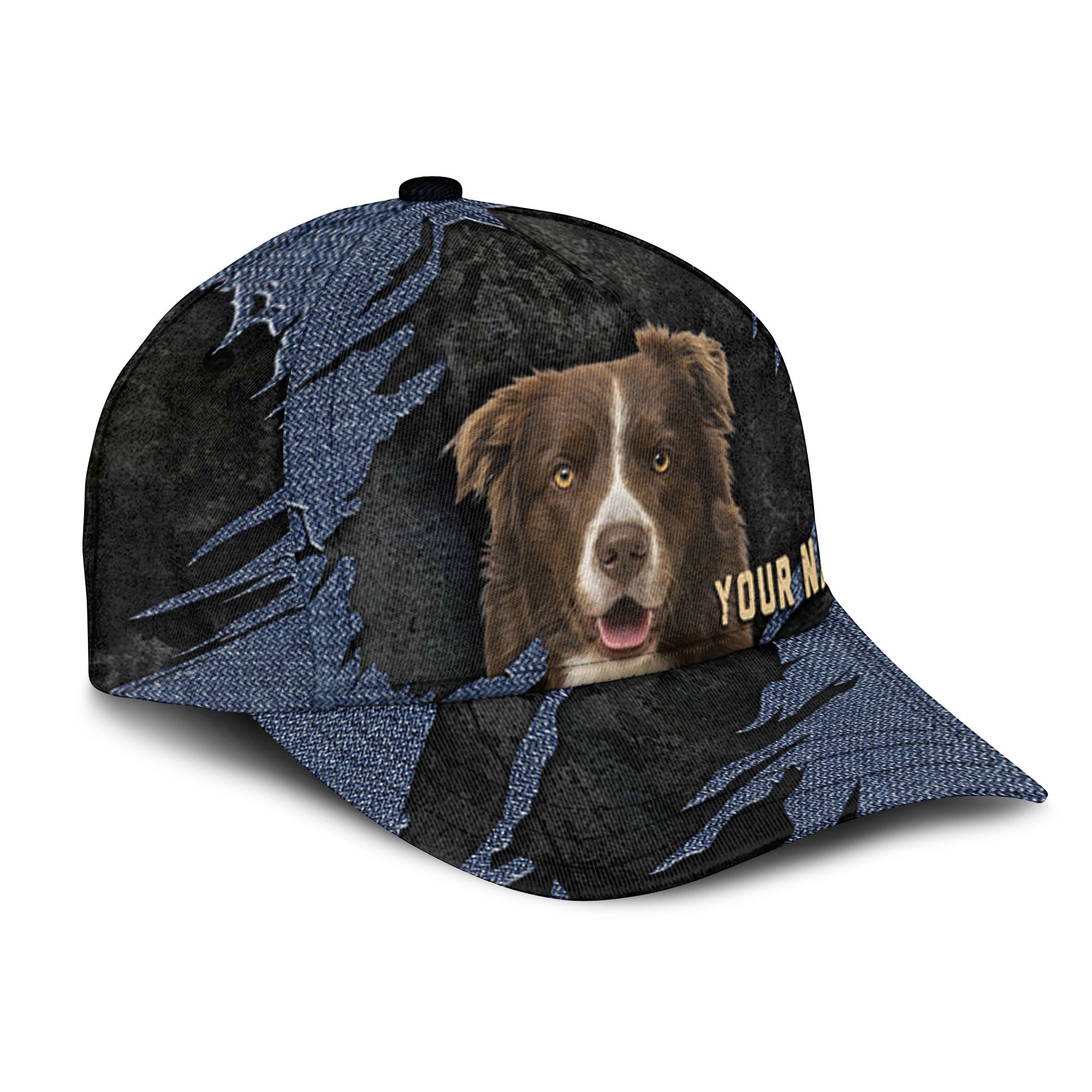 Collie - Jean Background Custom Name Cap