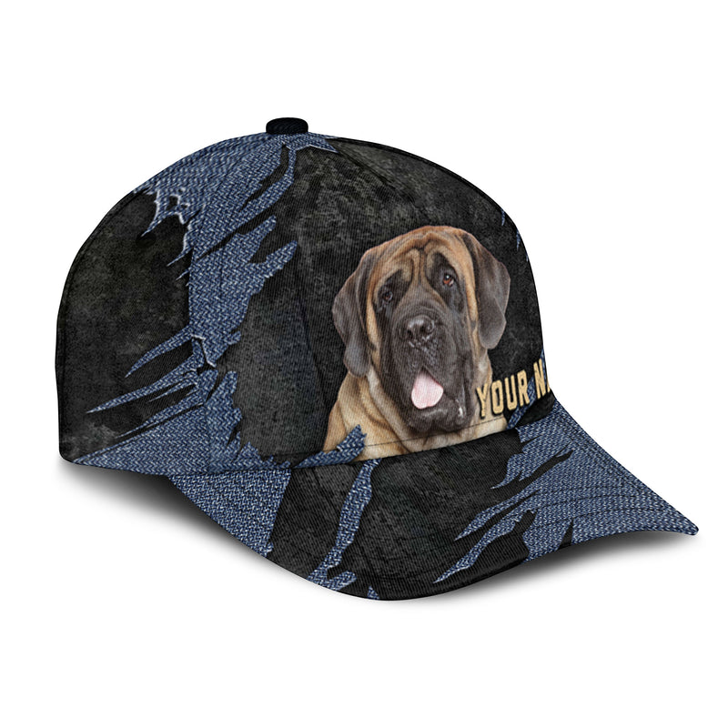 English Mastiff - Jean Background Custom Name Cap