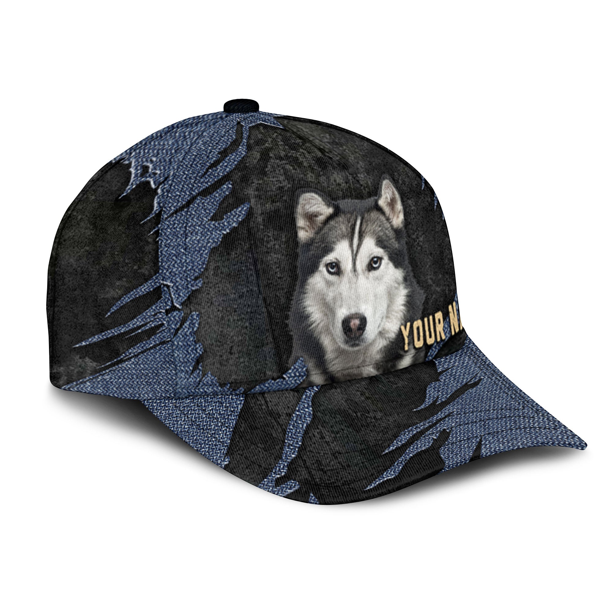 Husky - Jean Background Custom Name Cap