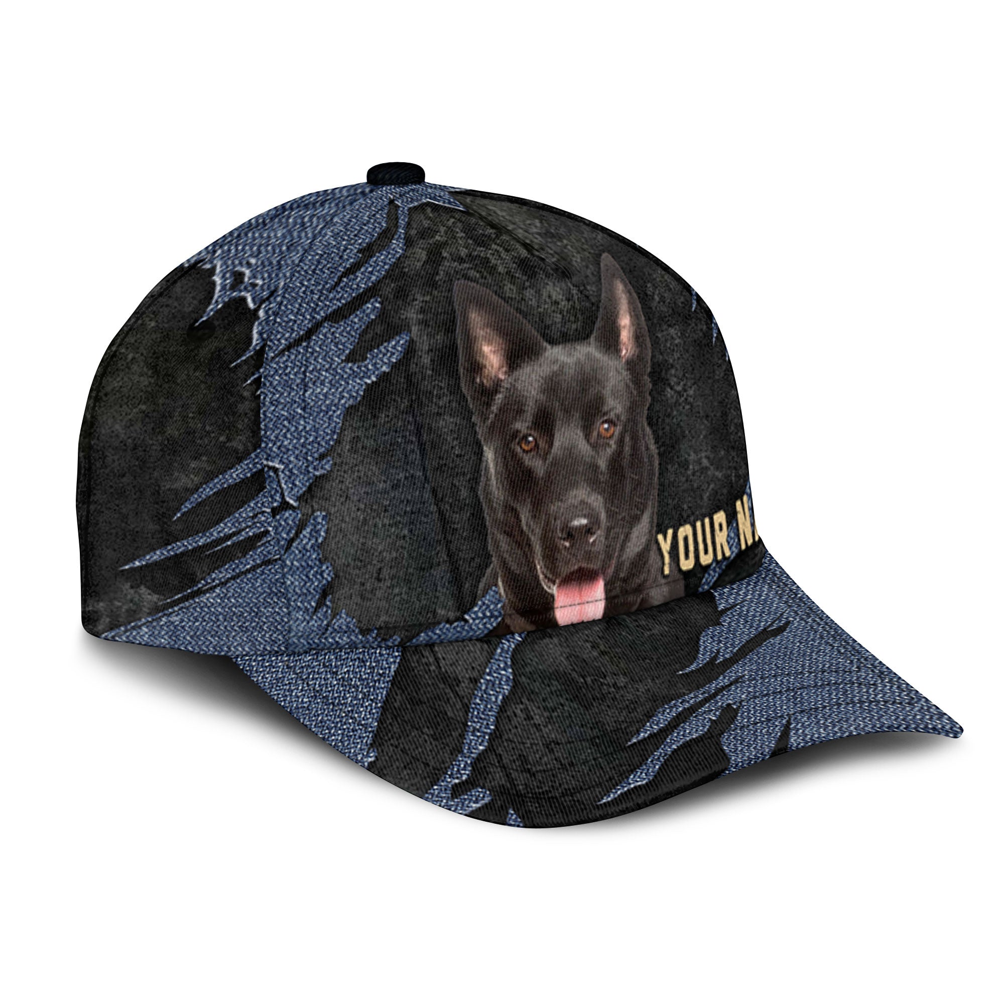 Karelian Bear Dog - Jean Background Custom Name Cap
