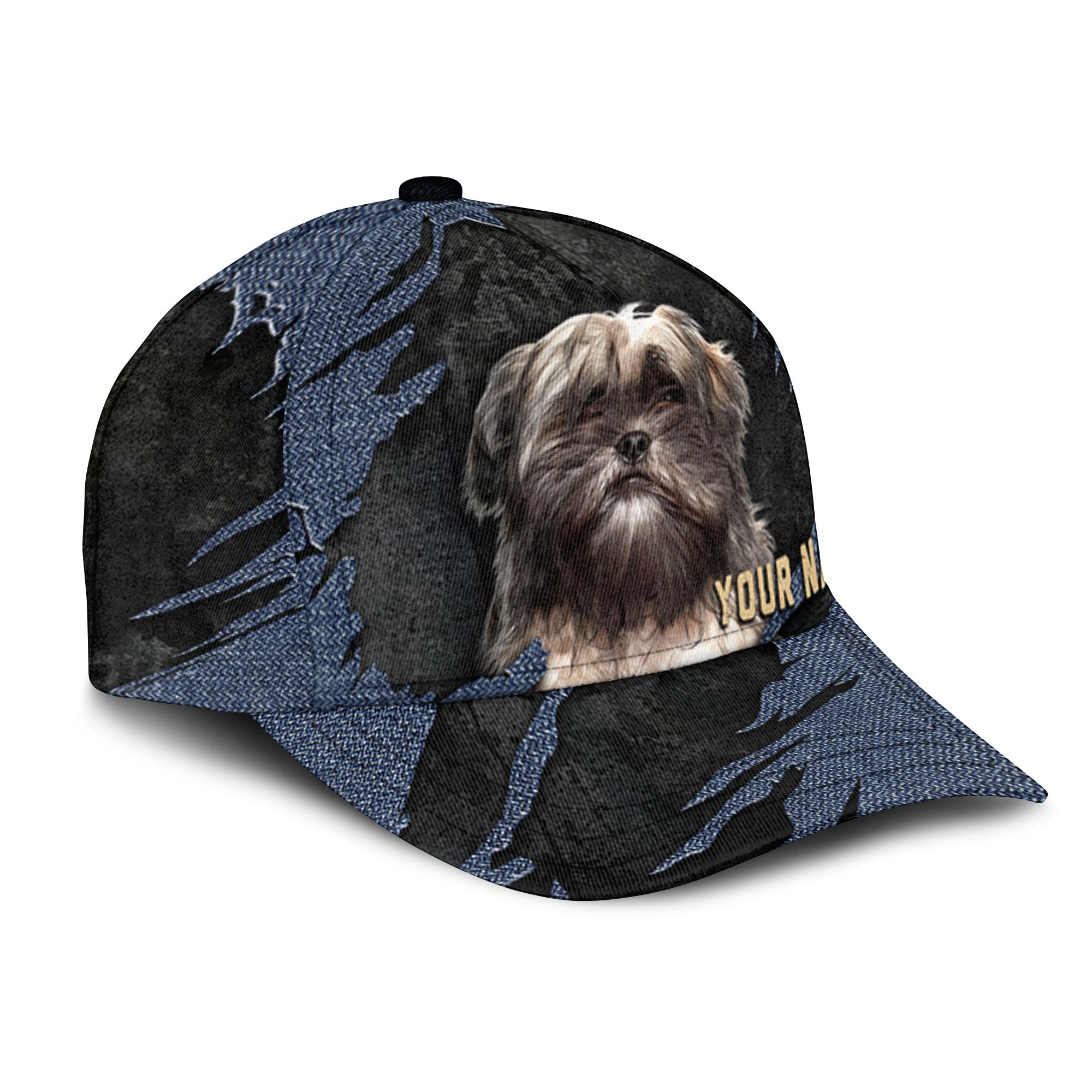 Lhasa Apso - Jean Background Custom Name Cap