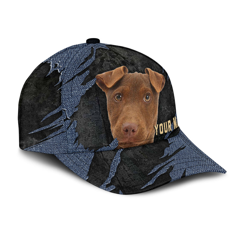 Patterdale Terrier - Jean Background Custom Name Cap
