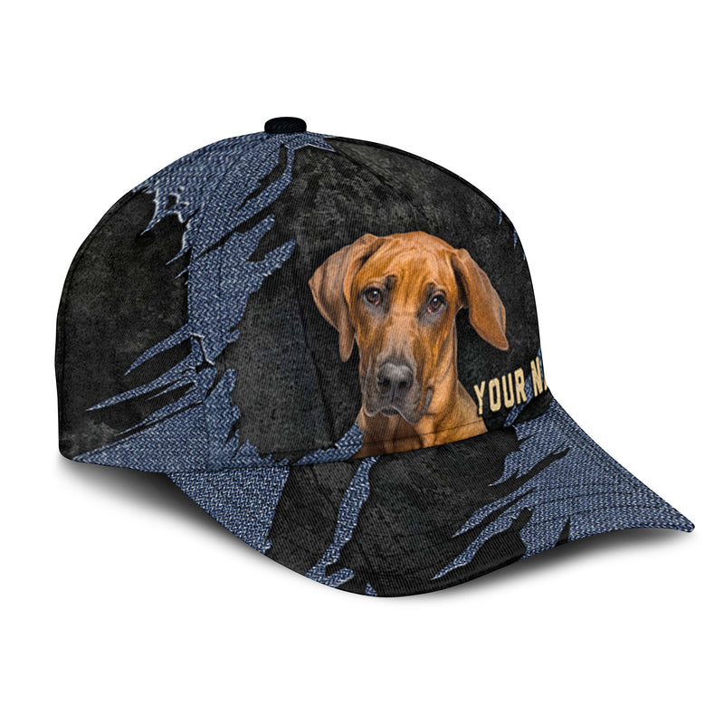 Rhodesian Ridgeback - Jean Background Custom Name Cap