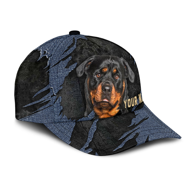 Rottweiler - Jean Background Custom Name Cap