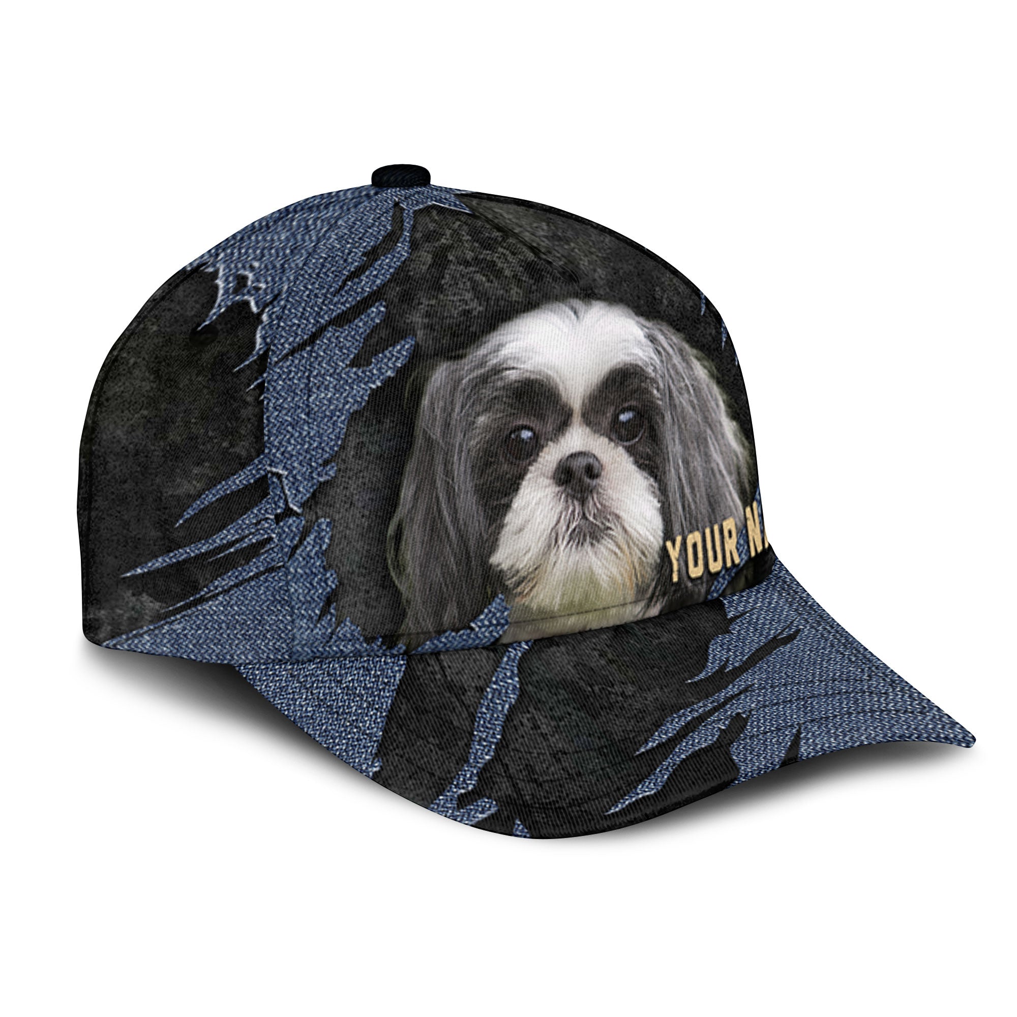 Shih Tzu - Jean Background Custom Name Cap
