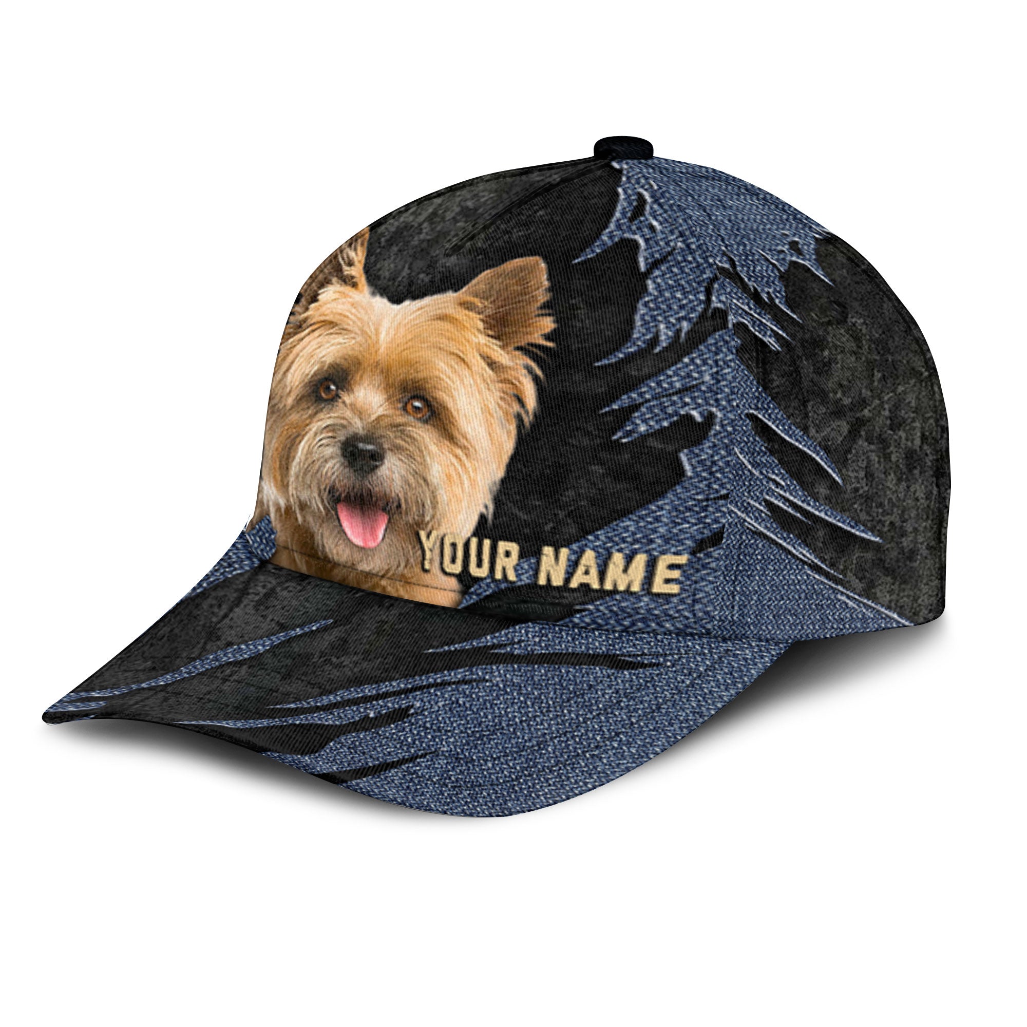 Cairn Terrier - Jean Background Custom Name Cap